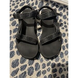 Teva Midform Universal Platform Sandals Size 10 Black Silver Sparkle